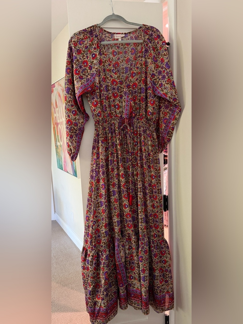 Floral Tiered Maxi Dress in Purple & Red